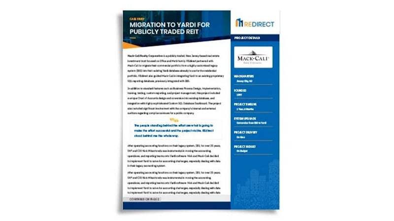 Case Study - Mack-Cali: Migration To Yardi For Publically Traded Reit®