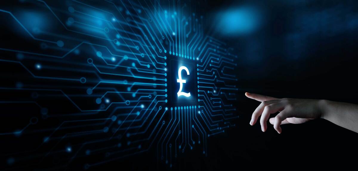 hand-pointing-to-english-pound-sign-on-screen-in-dark-room