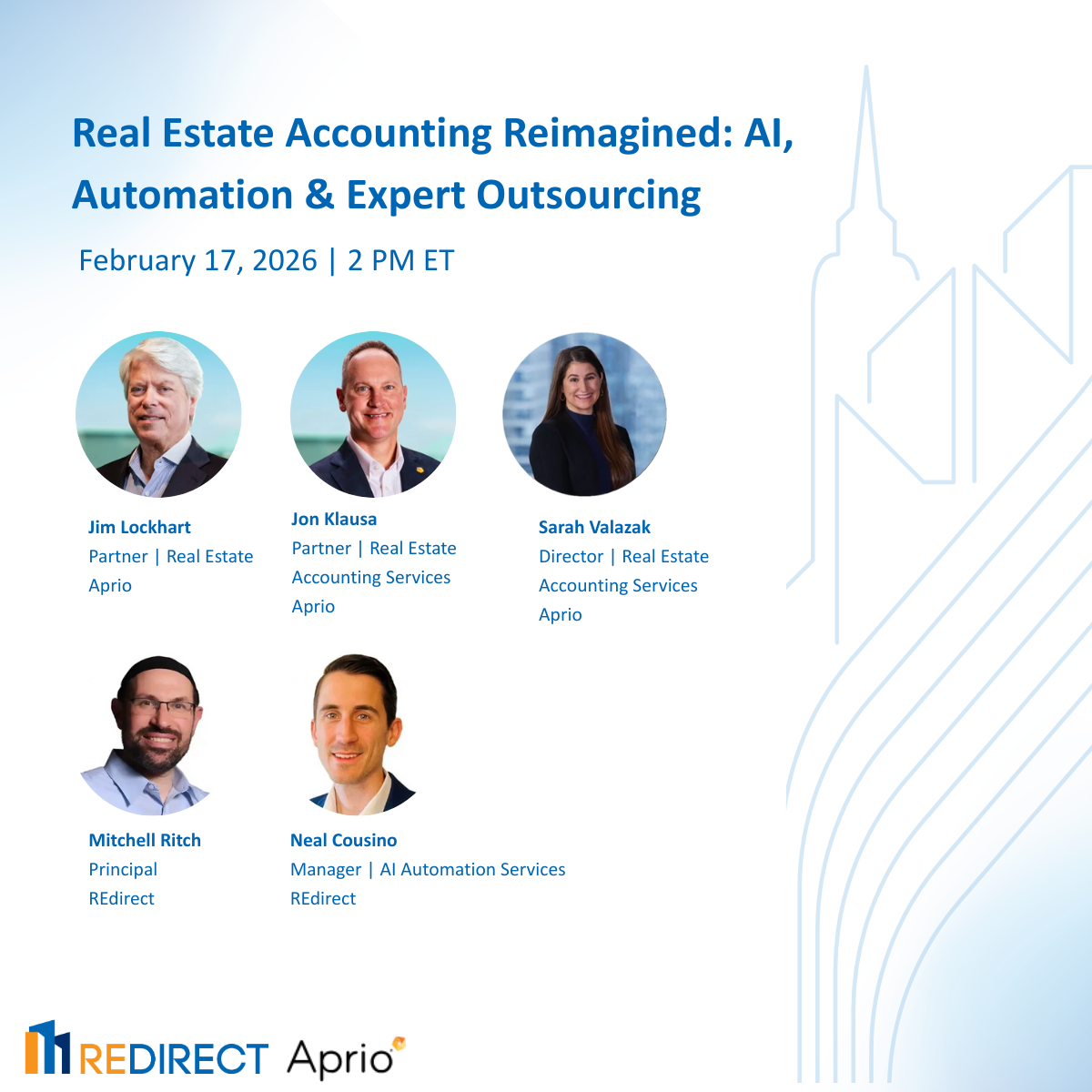 Event Poster for 'Real Estate Accounting Reimagined: AI, Automation & Expert Outsourcing'